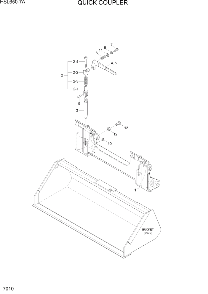 Схема запчастей Hyundai HSL650-7A - PAGE 7010 QUICK COUPLER РАБОЧЕЕ ОБОРУДОВАНИЕ