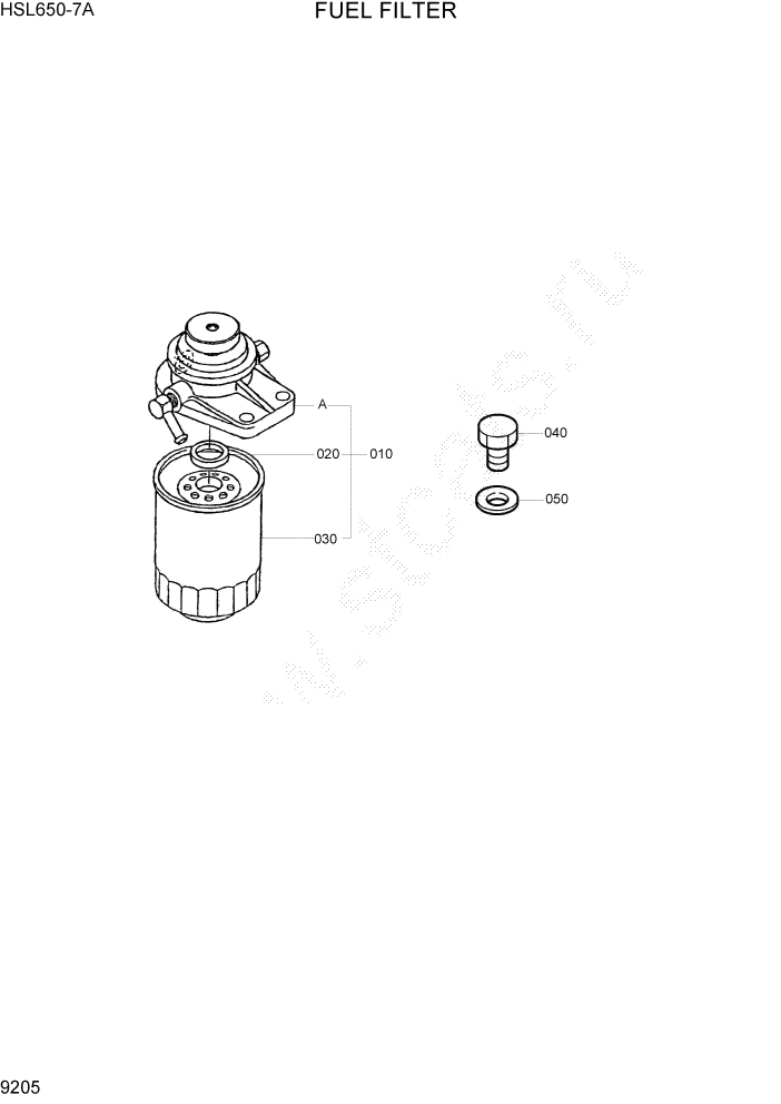 Схема запчастей Hyundai HSL650-7A - PAGE 9205 FUEL FILTER ДВИГАТЕЛЬ БАЗА