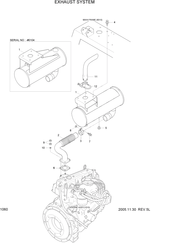 Схема запчастей Hyundai HSL800-7 - PAGE 1060 EXHAUST SYSTEM ДВИГАТЕЛЬ