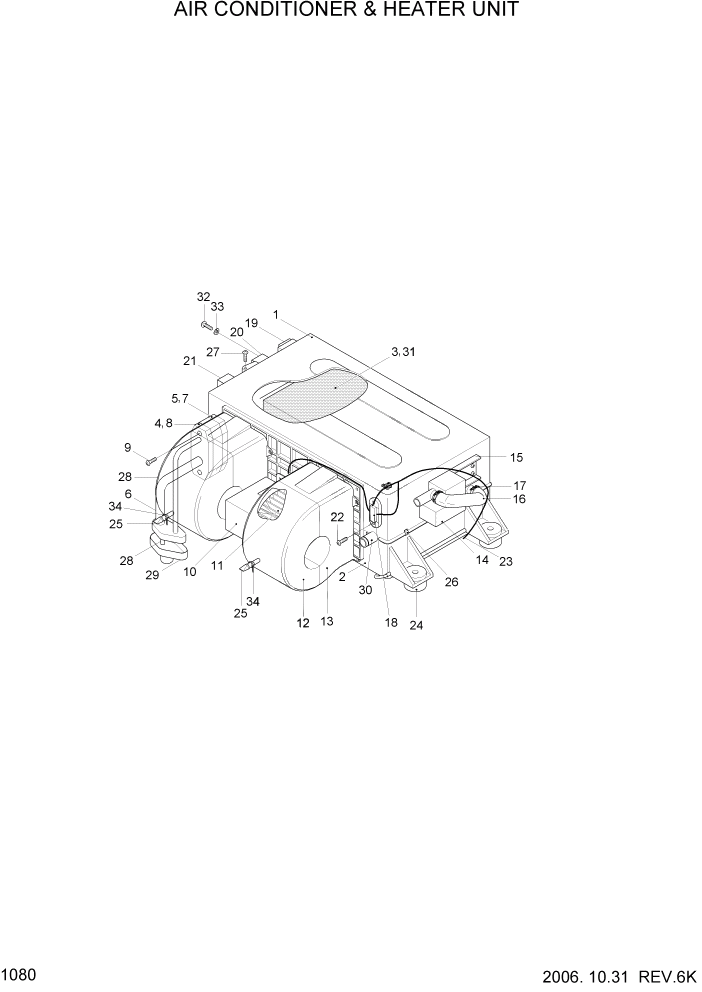 Схема запчастей Hyundai HSL800-7 - PAGE 1080 AIR CONDITIONER & HEATER UNIT ДВИГАТЕЛЬ