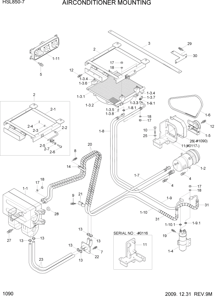 Схема запчастей Hyundai HSL800-7 - PAGE 1090 AIR CONDITIONER MOUNTING ДВИГАТЕЛЬ