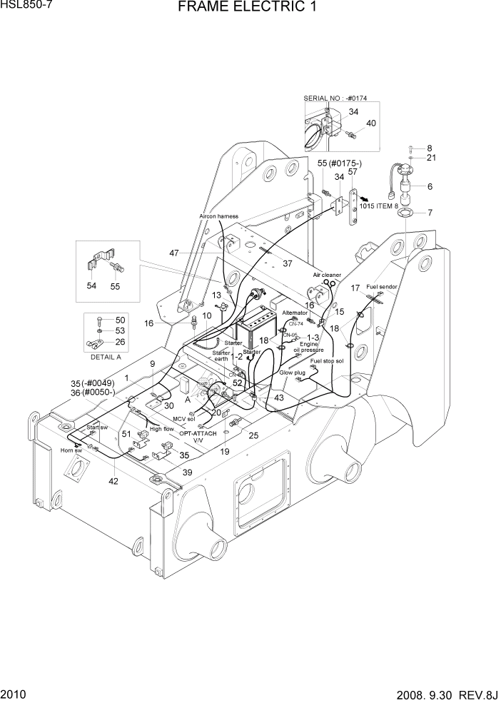 Схема запчастей Hyundai HSL800-7 - PAGE 2010 FRAME ELECTRIC 1 ЭЛЕКТРИЧЕСКАЯ СИСТЕМА