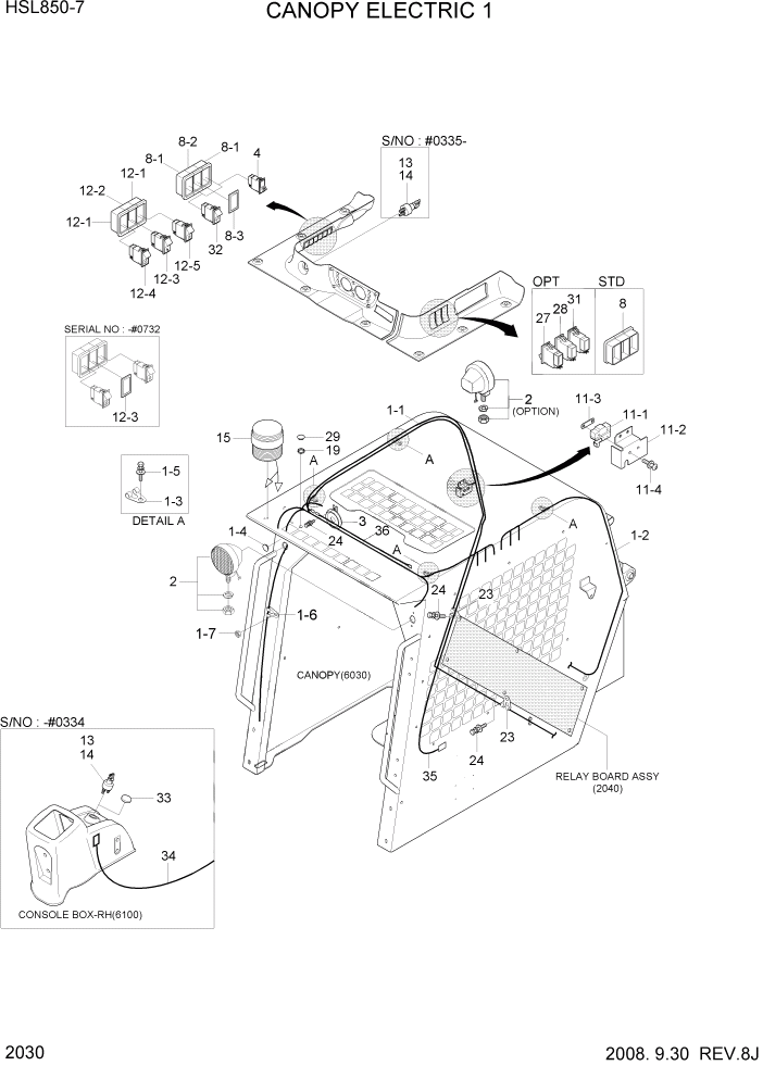 Схема запчастей Hyundai HSL800-7 - PAGE 2030 CANOPY ELECTRIC 1 ЭЛЕКТРИЧЕСКАЯ СИСТЕМА