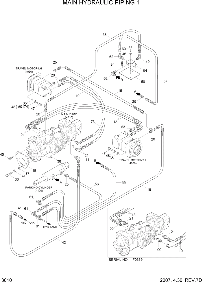 Схема запчастей Hyundai HSL800-7 - PAGE 3010 MAIN HYDRAULIC PIPING 1 ГИДРАВЛИЧЕСКАЯ СИСТЕМА