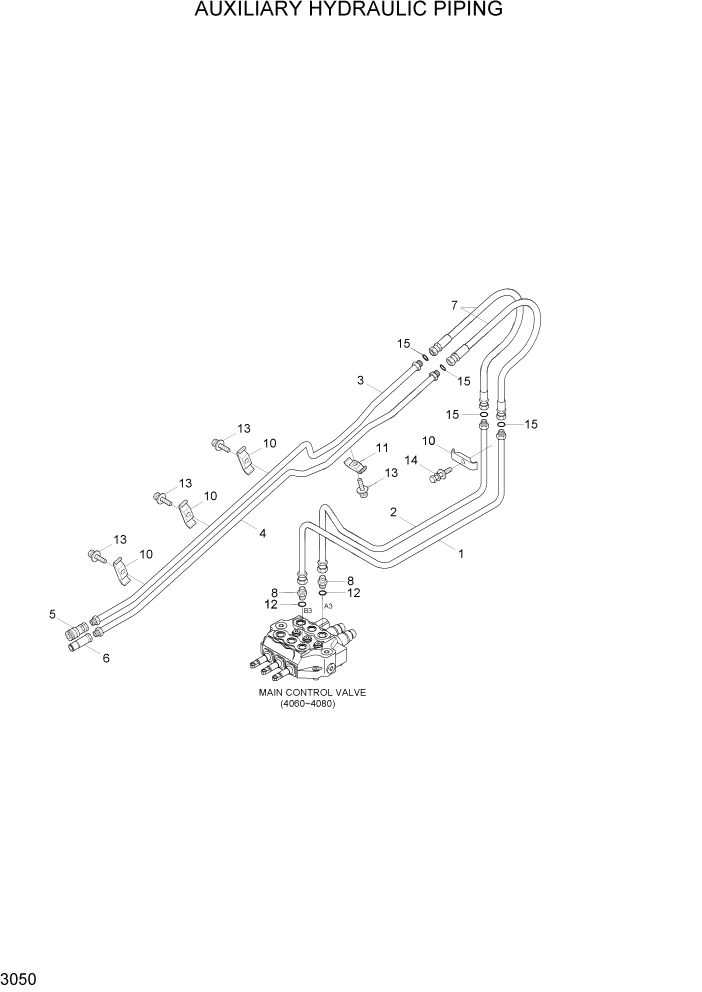 Схема запчастей Hyundai HSL800-7 - PAGE 3050 AUXILIARY HYDRAULIC PIPING ГИДРАВЛИЧЕСКАЯ СИСТЕМА