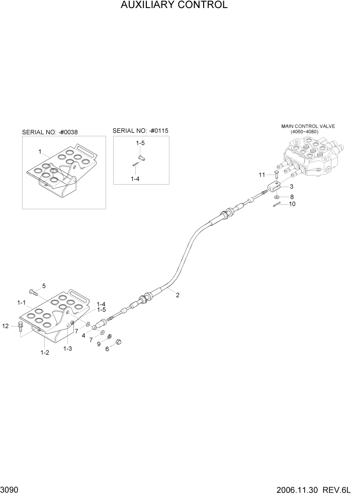 Схема запчастей Hyundai HSL800-7 - PAGE 3090 AUXILIARY CONTROL ГИДРАВЛИЧЕСКАЯ СИСТЕМА