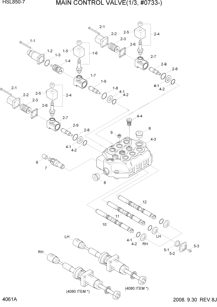 Схема запчастей Hyundai HSL800-7 - PAGE 4061A MAIN CONTROL VALVE(1/3, #0733-) ГИДРАВЛИЧЕСКИЕ КОМПОНЕНТЫ