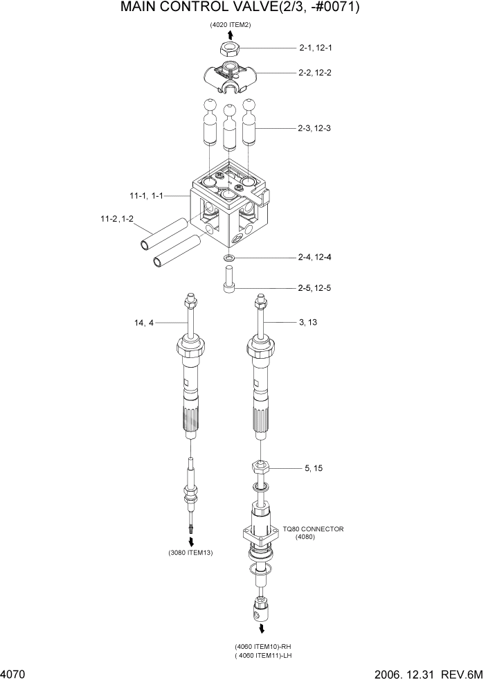 Схема запчастей Hyundai HSL800-7 - PAGE 4070 MAIN CONTROL VALVE(2/3, -#0071) ГИДРАВЛИЧЕСКИЕ КОМПОНЕНТЫ