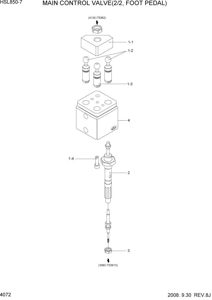 Схема запчастей Hyundai HSL800-7 - PAGE 4072 MAIN CONTROL VALVE(2/2, FOOT PEDAL) ГИДРАВЛИЧЕСКИЕ КОМПОНЕНТЫ