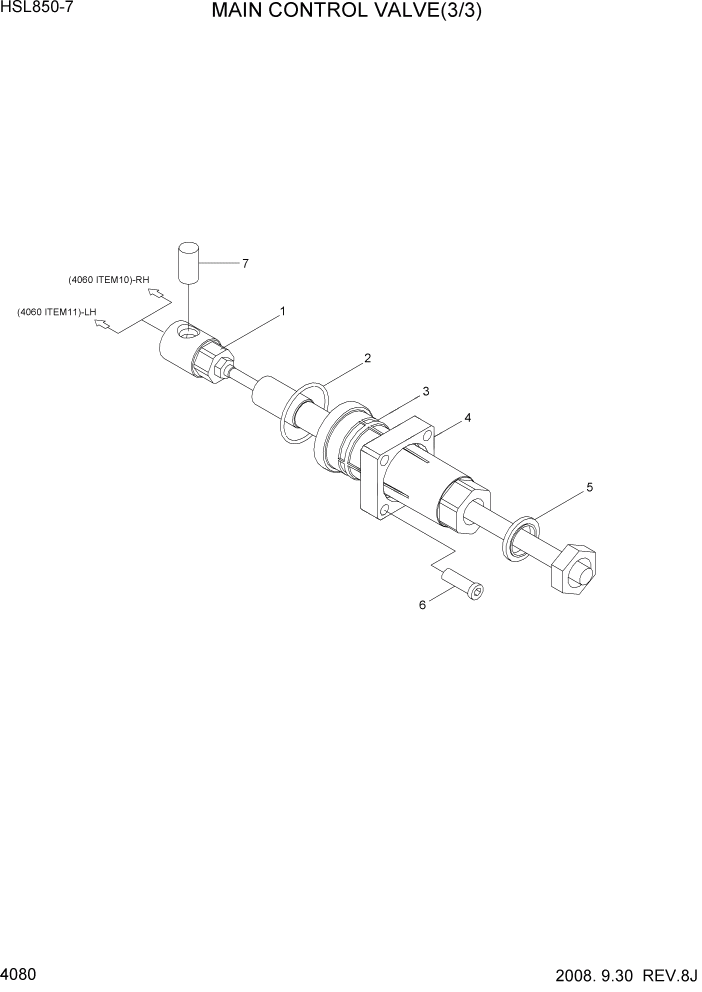 Схема запчастей Hyundai HSL800-7 - PAGE 4080 MAIN CONTROL VALVE(3/3) ГИДРАВЛИЧЕСКИЕ КОМПОНЕНТЫ