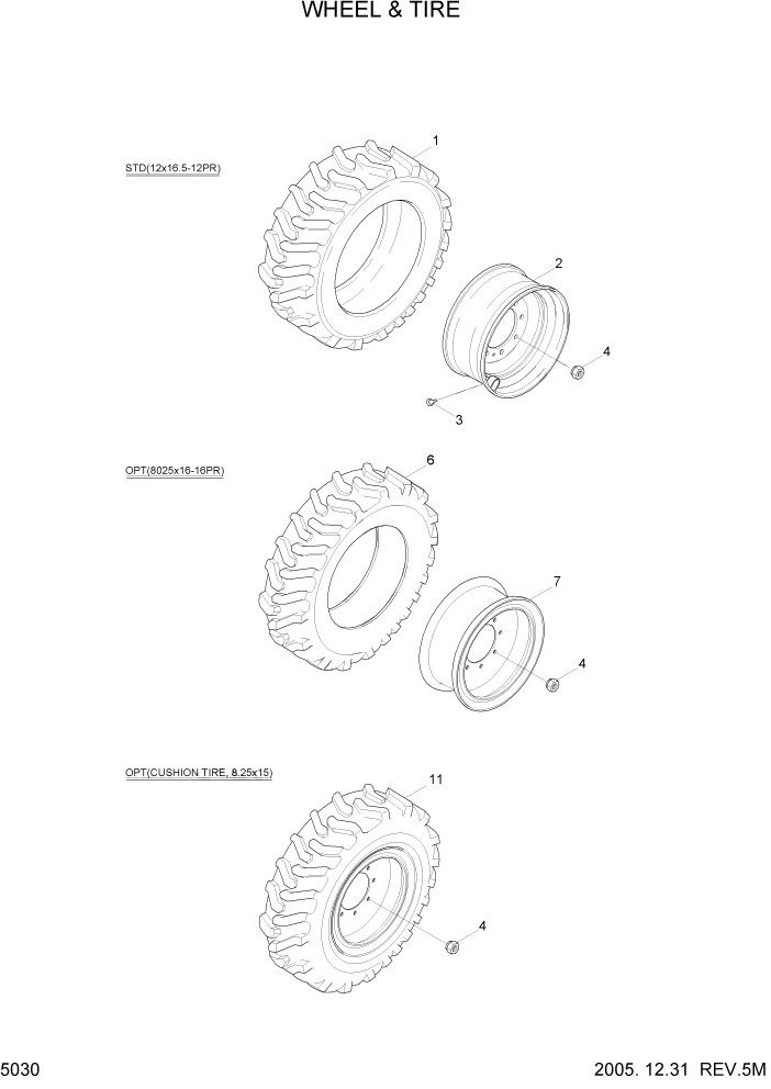 Схема запчастей Hyundai HSL800-7 - PAGE 5030 WHEEL & TIRE ТРАНСМИССИЯ