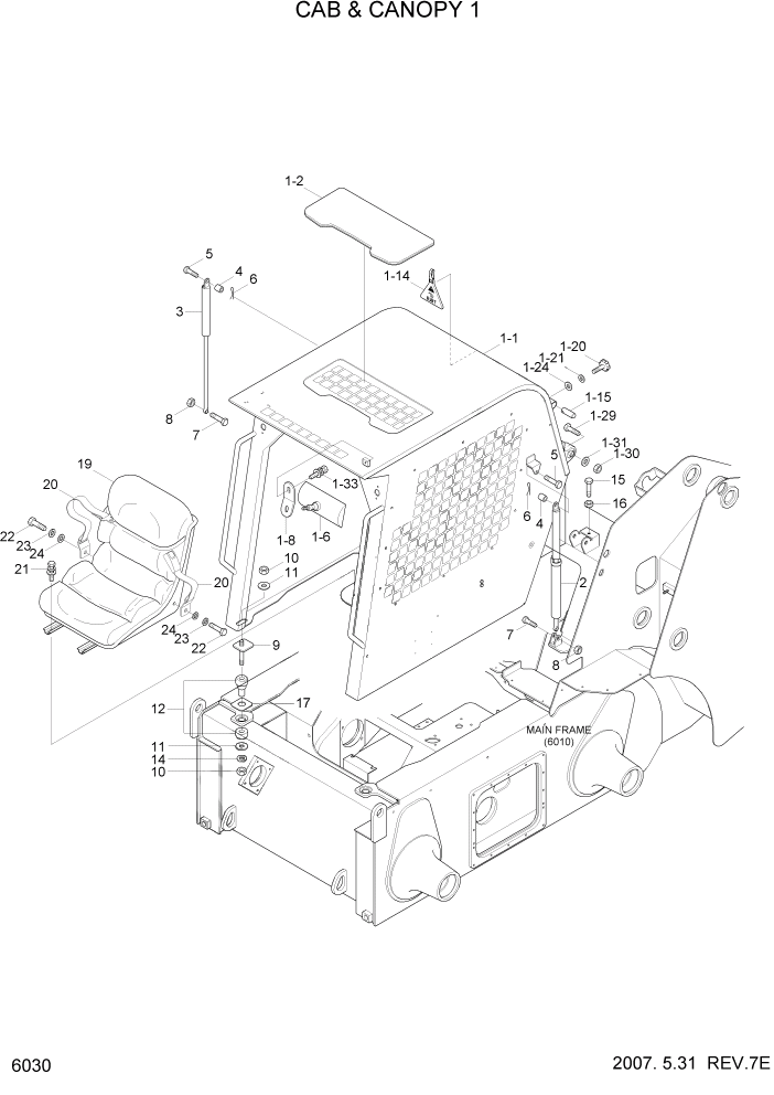 Схема запчастей Hyundai HSL800-7 - PAGE 6030 CAB & CANOPY 1 СТРУКТУРА