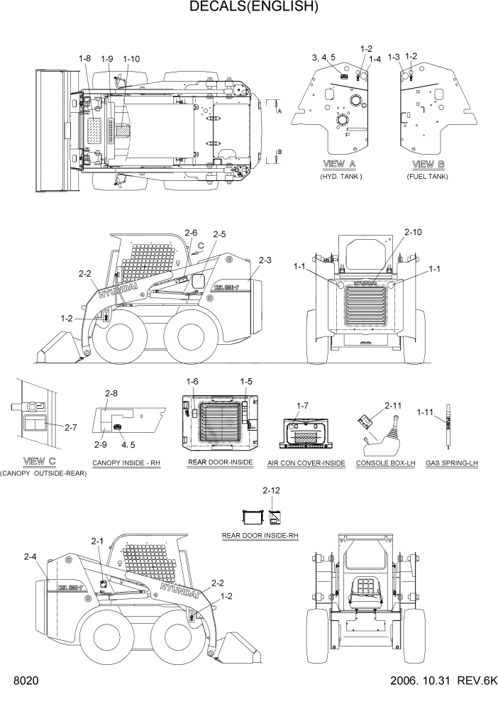 Схема запчастей Hyundai HSL800-7 - PAGE 8020 DECALS(ENGLISH) ДРУГИЕ ЧАСТИ