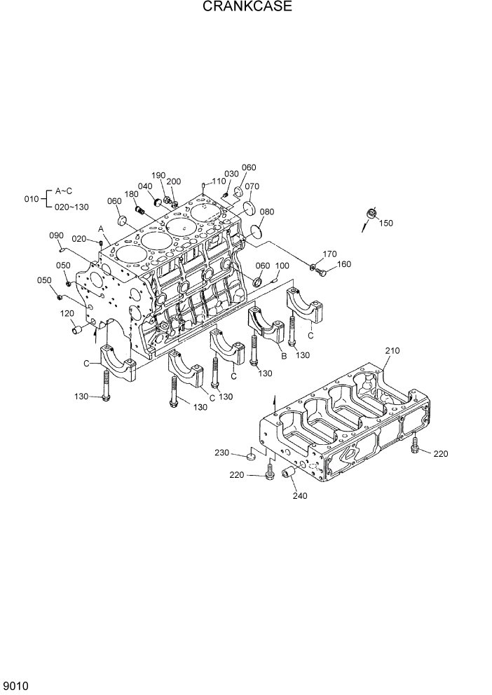 Схема запчастей Hyundai HSL800-7 - PAGE 9010 CRANKCASE ДВИГАТЕЛЬ БАЗА