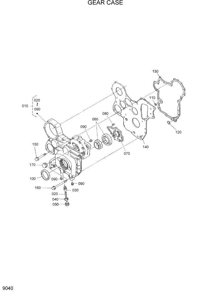 Схема запчастей Hyundai HSL800-7 - PAGE 9040 GEAR CASE ДВИГАТЕЛЬ БАЗА