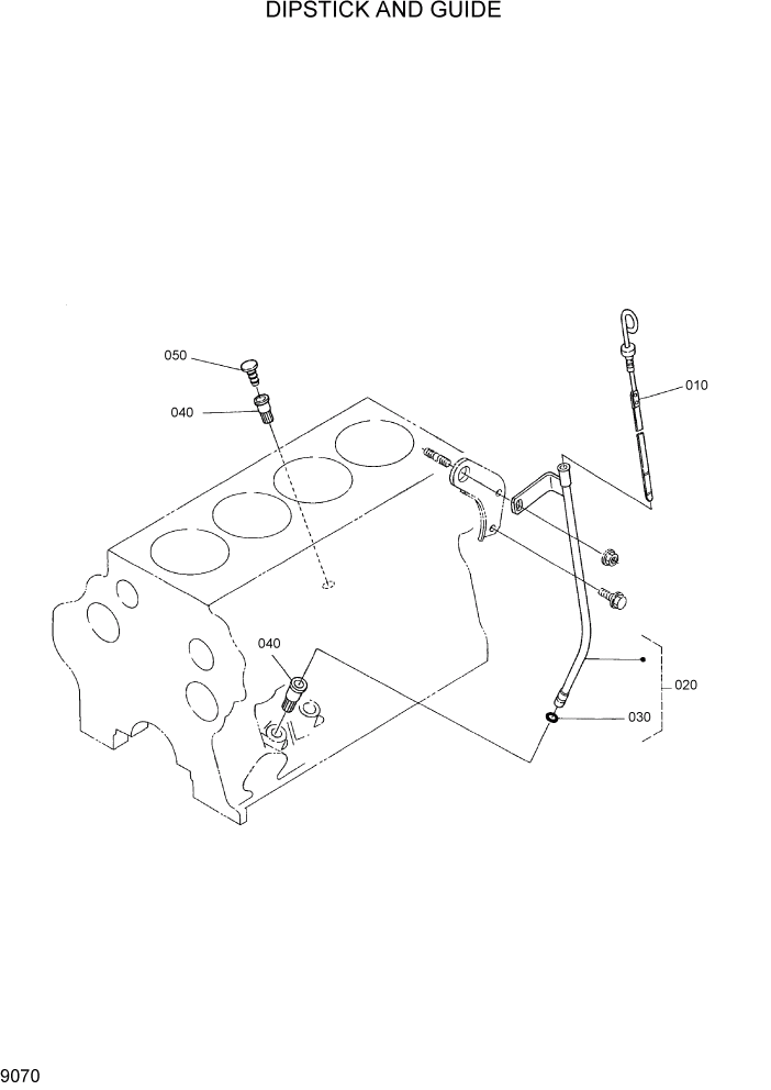 Схема запчастей Hyundai HSL800-7 - PAGE 9070 DIPSTICK AND GUIDE ДВИГАТЕЛЬ БАЗА