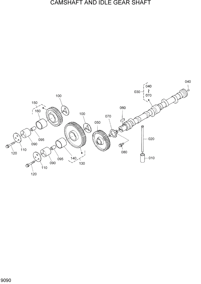 Схема запчастей Hyundai HSL800-7 - PAGE 9090 CAMSHAFT AND IDLE GEAR SHAFT ДВИГАТЕЛЬ БАЗА