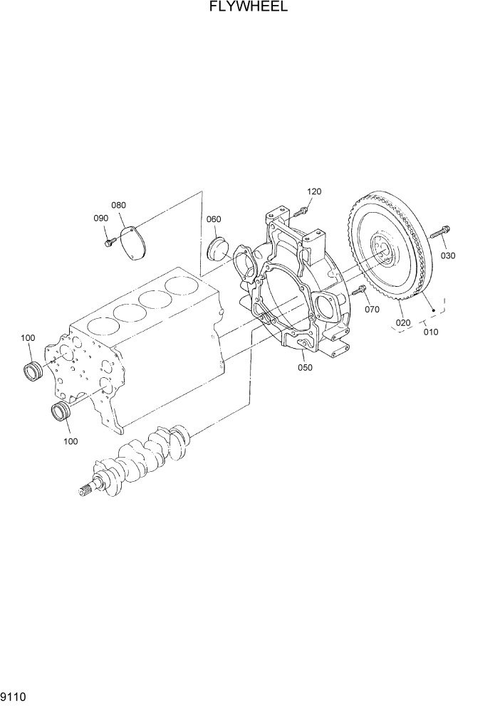 Схема запчастей Hyundai HSL800-7 - PAGE 9110 FLYWHEEL ДВИГАТЕЛЬ БАЗА