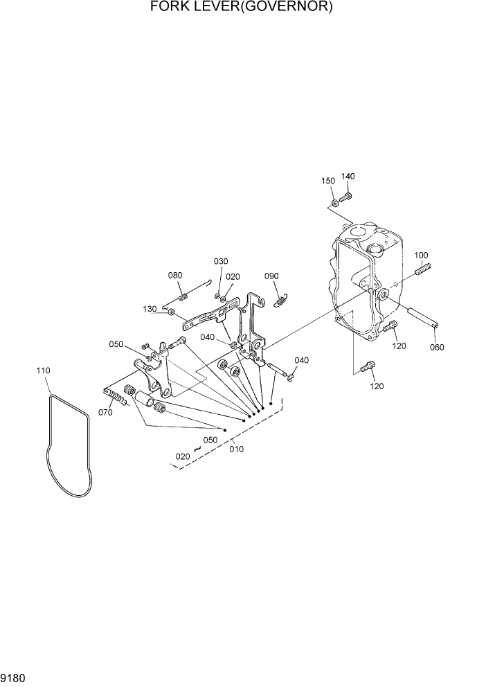 Схема запчастей Hyundai HSL800-7 - PAGE 9180 FORK LEVER(GOVERNOR) ДВИГАТЕЛЬ БАЗА