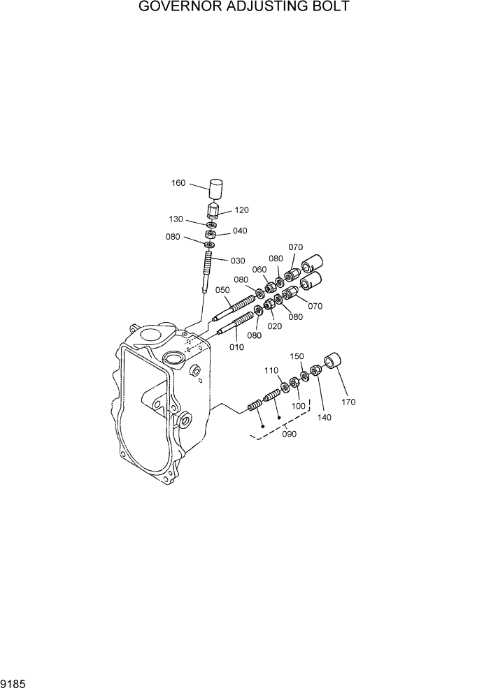 Схема запчастей Hyundai HSL800-7 - PAGE 9185 GOVERNOR ADJUSTING BOLT ДВИГАТЕЛЬ БАЗА