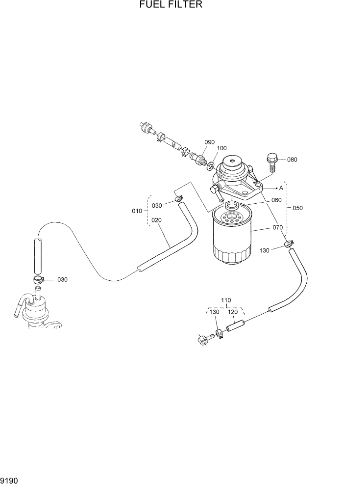 Схема запчастей Hyundai HSL800-7 - PAGE 9190 FUEL FILTER ДВИГАТЕЛЬ БАЗА