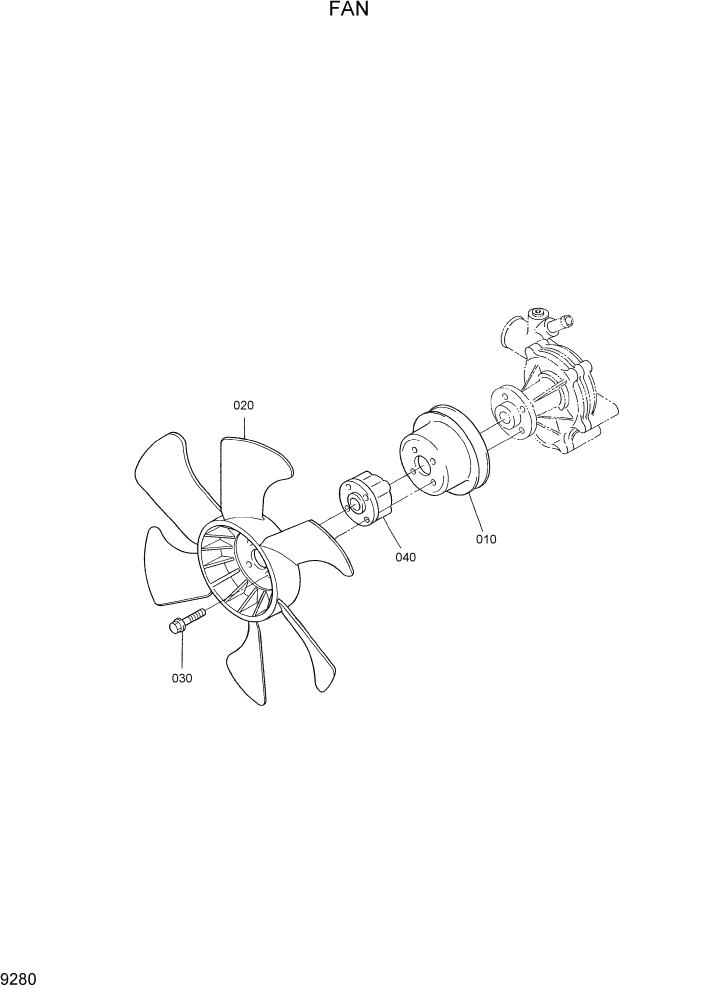 Схема запчастей Hyundai HSL800-7 - PAGE 9280 FAN ДВИГАТЕЛЬ БАЗА