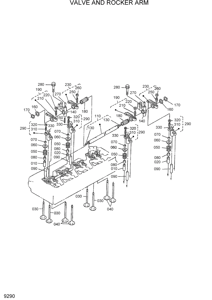 Схема запчастей Hyundai HSL800-7 - PAGE 9290 VALVE AND ROCKER ARM ДВИГАТЕЛЬ БАЗА