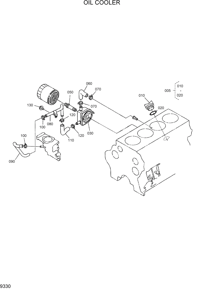 Схема запчастей Hyundai HSL800-7 - PAGE 9330 OIL COOLER ДВИГАТЕЛЬ БАЗА