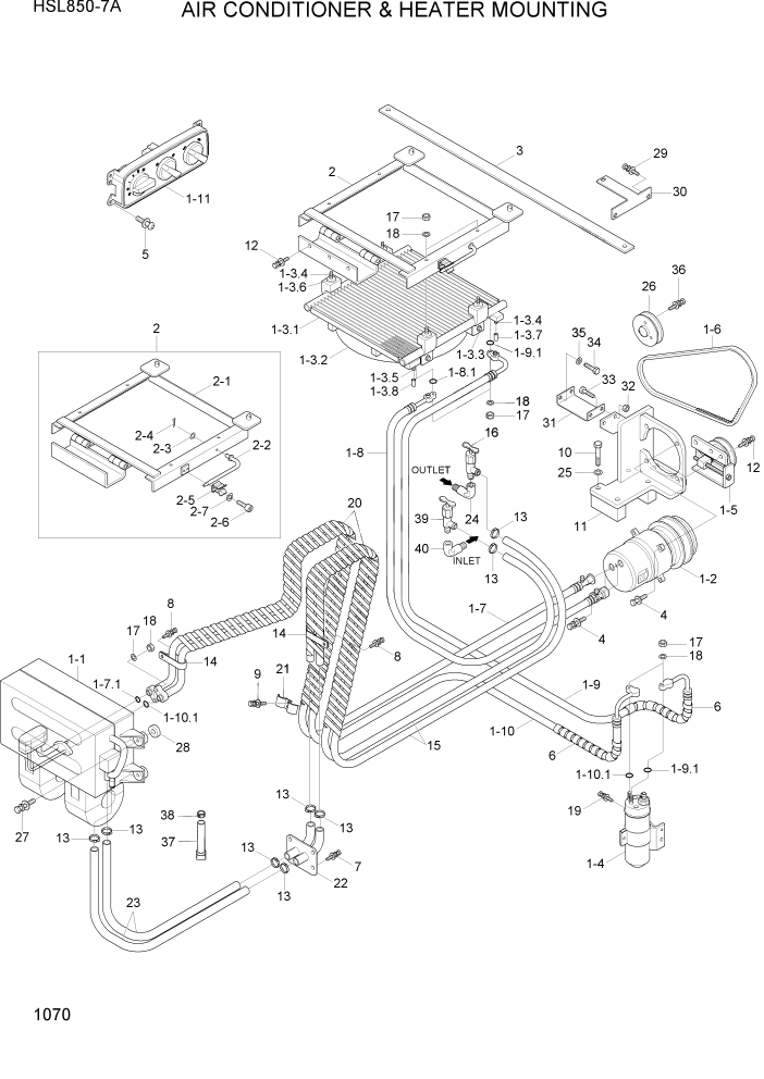 Схема запчастей Hyundai HSL850-7A - PAGE 1070 AIR CONDITIONER & HEATER MOUNTING ДВИГАТЕЛЬ