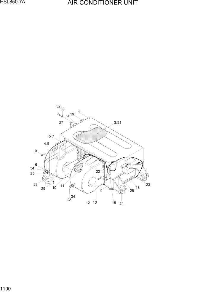 Схема запчастей Hyundai HSL850-7A - PAGE 1100 AIR CONDITIONER UNIT ДВИГАТЕЛЬ