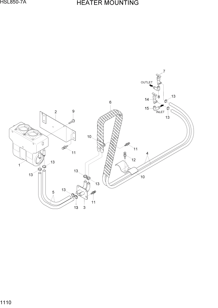 Схема запчастей Hyundai HSL850-7A - PAGE 1110 HEATER MOUNTING ДВИГАТЕЛЬ