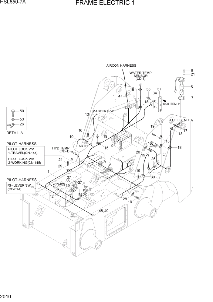 Схема запчастей Hyundai HSL850-7A - PAGE 2010 FRAME ELECTRIC 1 ЭЛЕКТРИЧЕСКАЯ СИСТЕМА