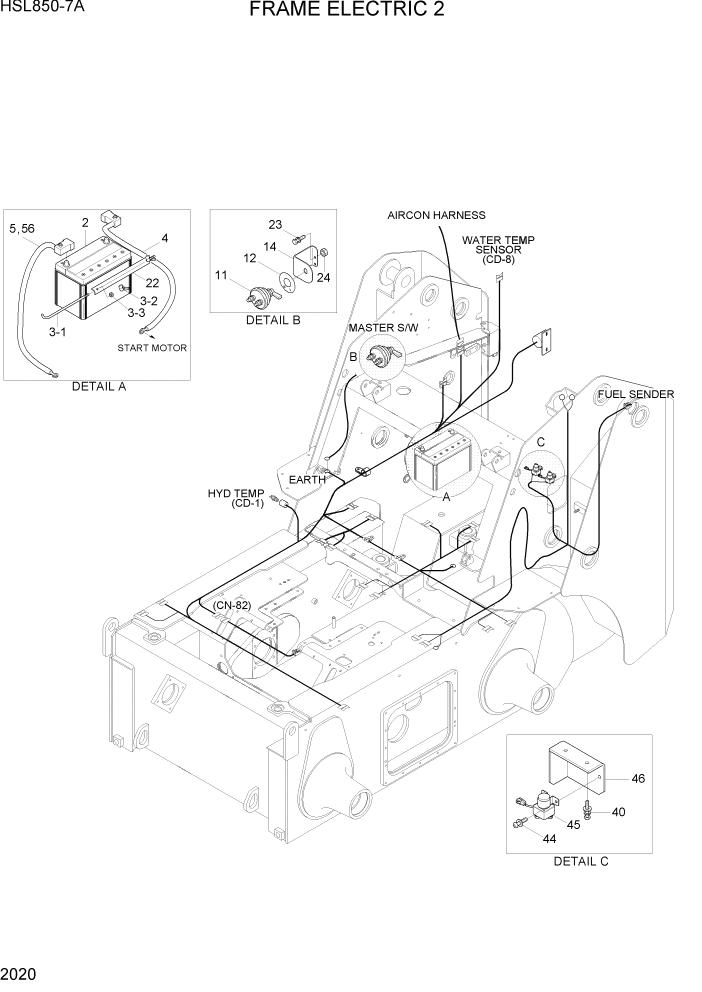 Схема запчастей Hyundai HSL850-7A - PAGE 2020 FRAME ELECTRIC 2 ЭЛЕКТРИЧЕСКАЯ СИСТЕМА