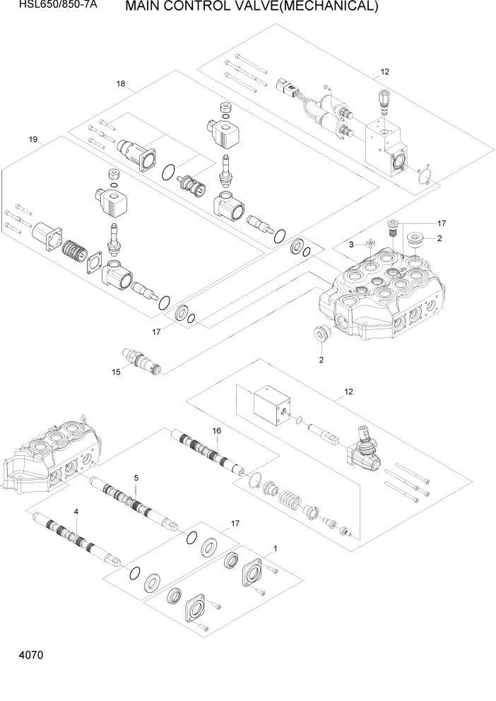 Схема запчастей Hyundai HSL850-7A - PAGE 4070 MAIN CONTROL VALVE(MECHANICAL) ГИДРАВЛИЧЕСКИЕ КОМПОНЕНТЫ
