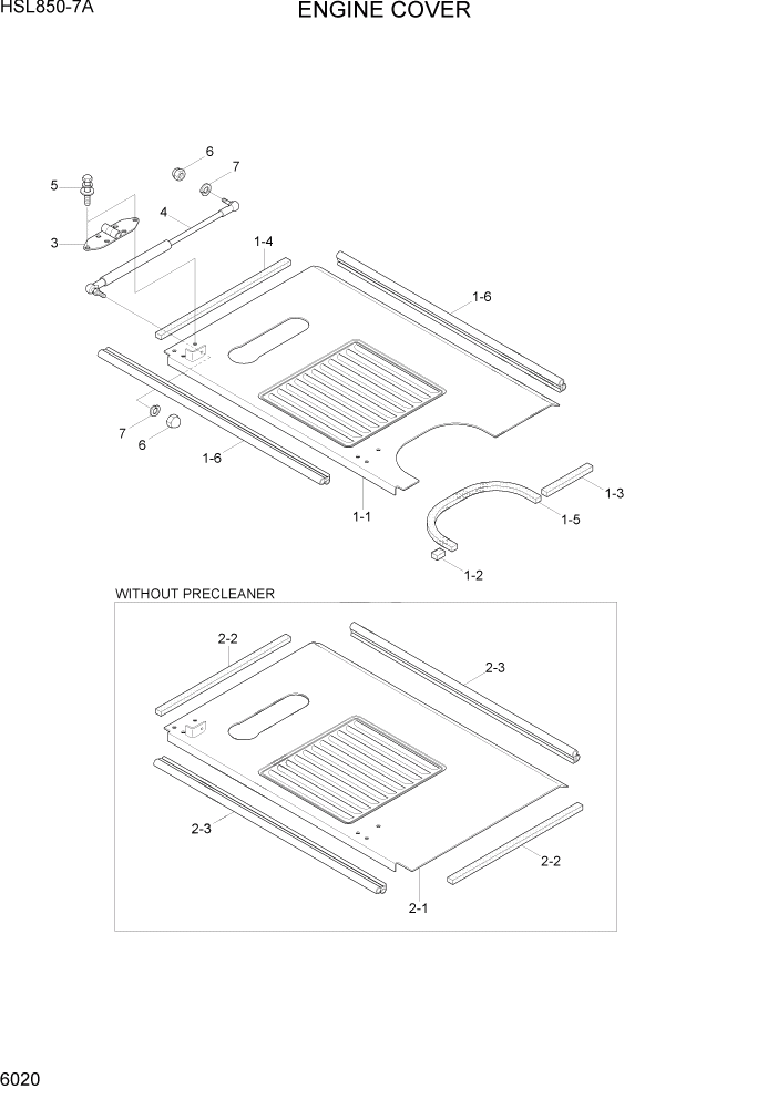 Схема запчастей Hyundai HSL850-7A - PAGE 6020 ENGINE COVER СТРУКТУРА