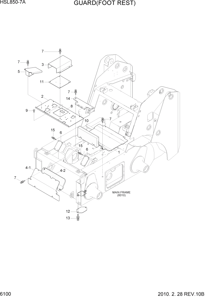 Схема запчастей Hyundai HSL850-7A - PAGE 6100 GUARD(FOOT REST) СТРУКТУРА