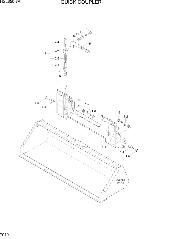 Схема запчастей Hyundai HSL850-7A - PAGE 7010 QUICK COUPLER РАБОЧЕЕ ОБОРУДОВАНИЕ