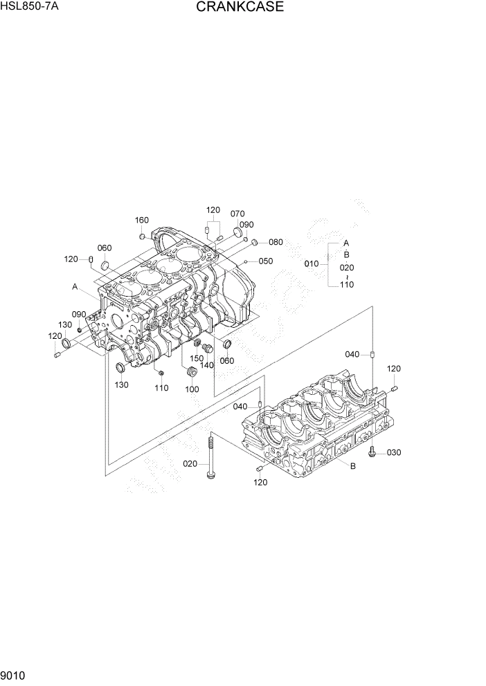 Схема запчастей Hyundai HSL850-7A - PAGE 9010 CRANKCASE ДВИГАТЕЛЬ БАЗА