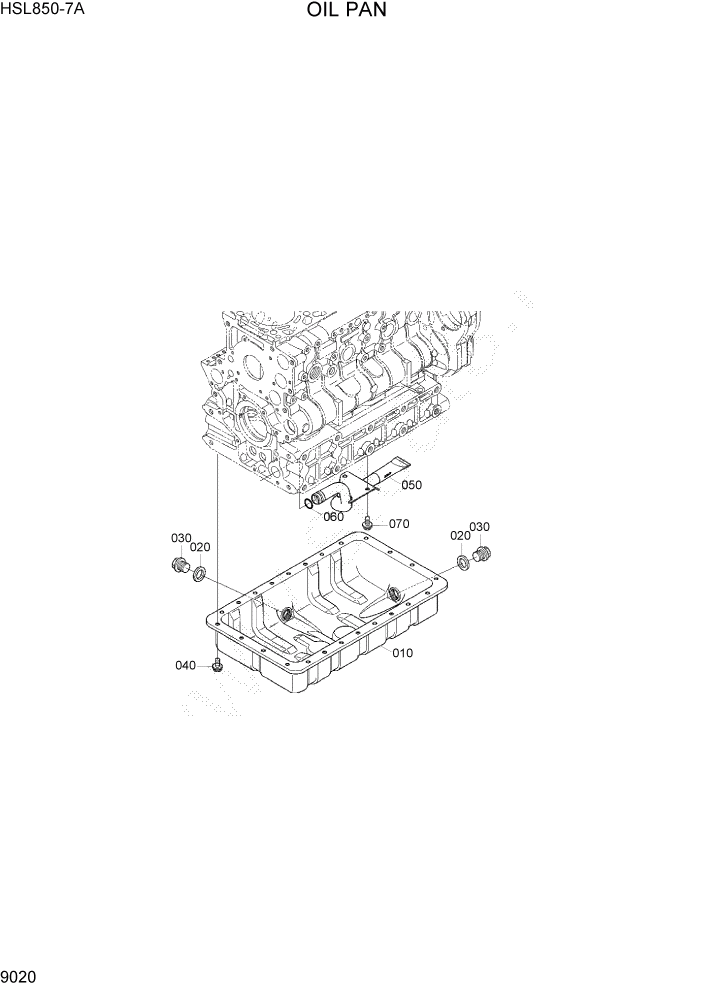 Схема запчастей Hyundai HSL850-7A - PAGE 9020 OIL PAN ДВИГАТЕЛЬ БАЗА