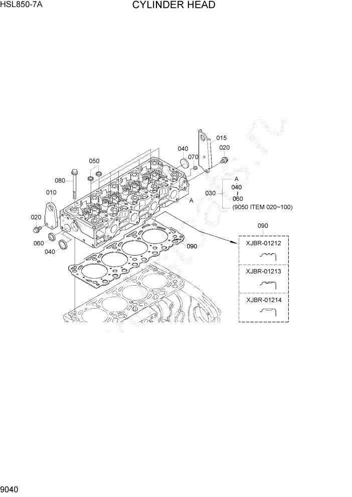 Схема запчастей Hyundai HSL850-7A - PAGE 9040 CYLINDER HEAD ДВИГАТЕЛЬ БАЗА