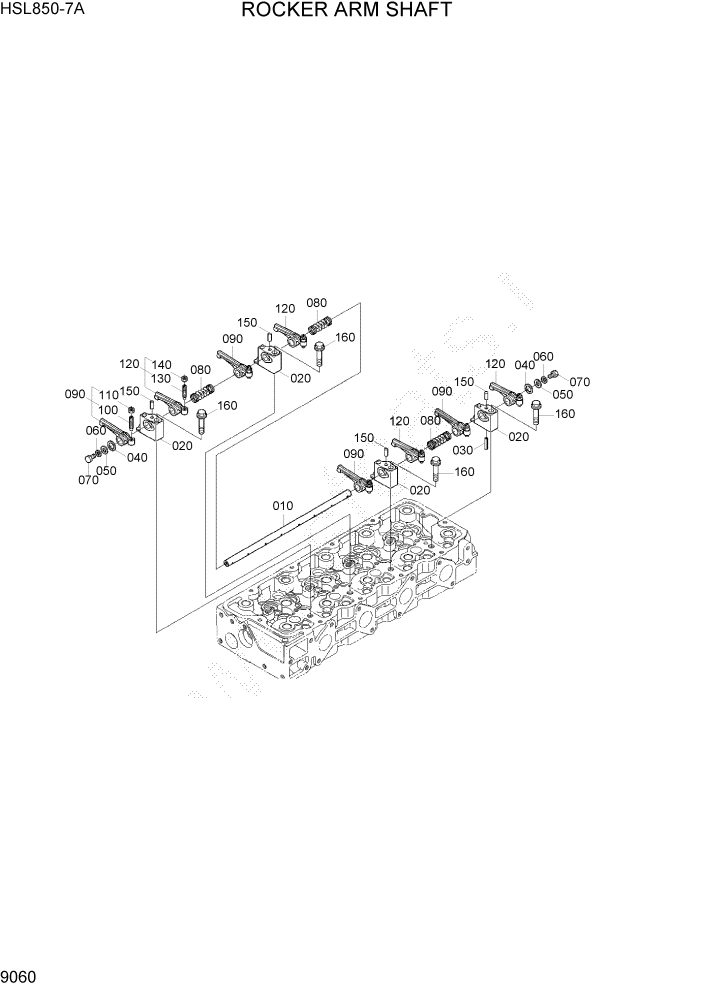 Схема запчастей Hyundai HSL850-7A - PAGE 9060 ROCKER ARM SHAFT ДВИГАТЕЛЬ БАЗА