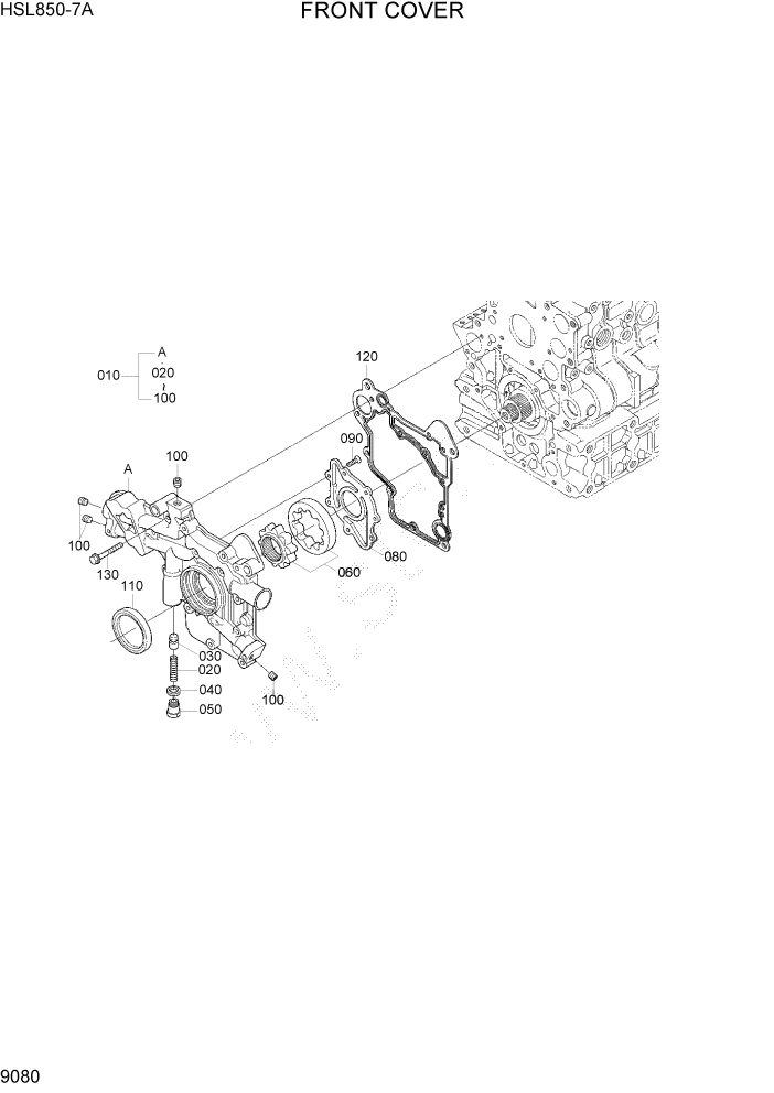 Схема запчастей Hyundai HSL850-7A - PAGE 9080 FRONT COVER ДВИГАТЕЛЬ БАЗА