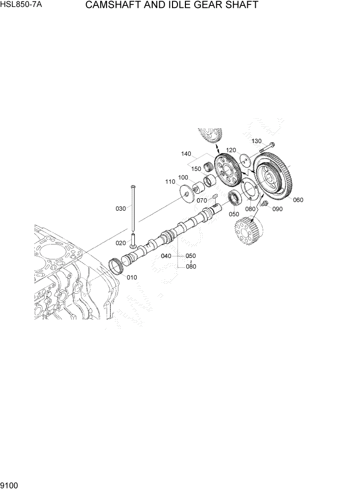 Схема запчастей Hyundai HSL850-7A - PAGE 9100 CAMSHAFT AND IDLE GEAR SHAFT ДВИГАТЕЛЬ БАЗА