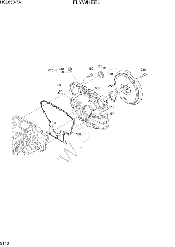 Схема запчастей Hyundai HSL850-7A - PAGE 9110 FLYWHEEL ДВИГАТЕЛЬ БАЗА