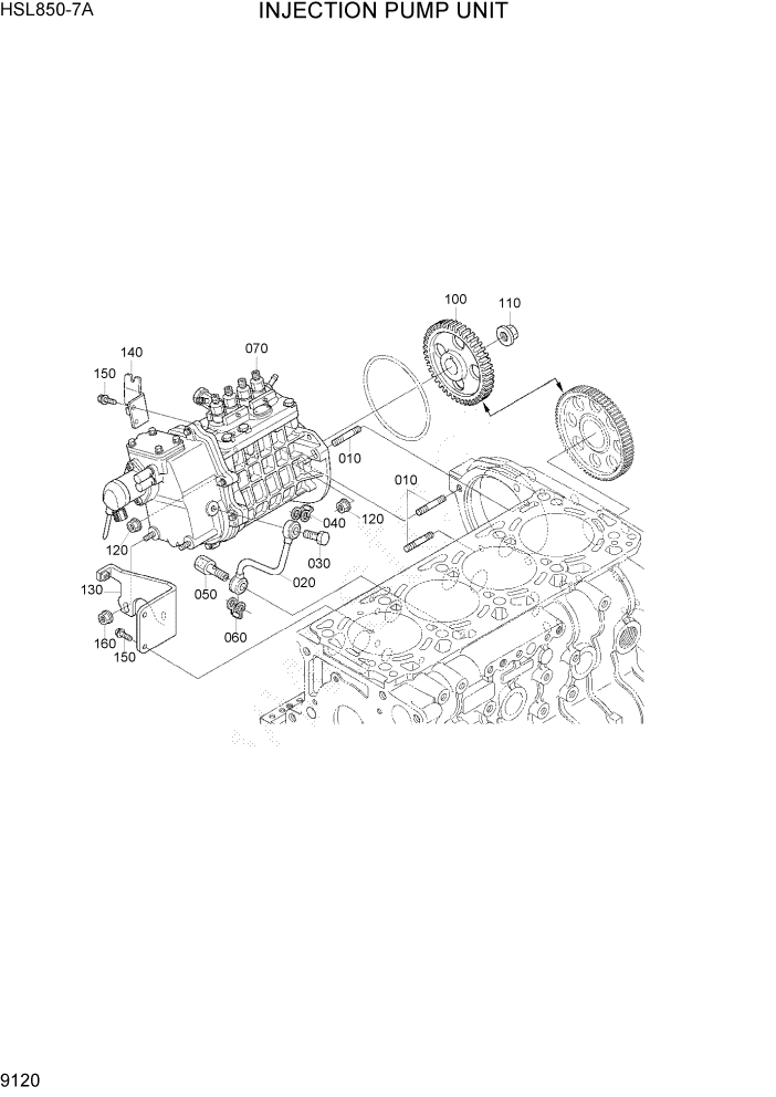 Схема запчастей Hyundai HSL850-7A - PAGE 9120 INJECTION PUMP UNIT ДВИГАТЕЛЬ БАЗА