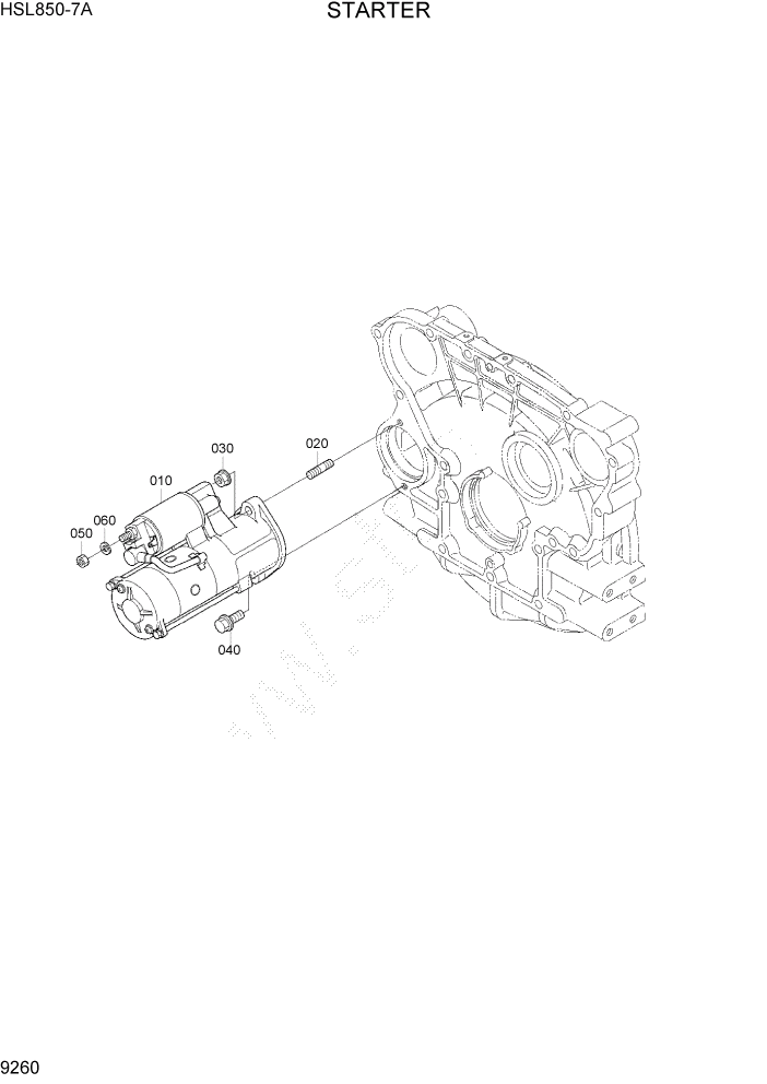 Схема запчастей Hyundai HSL850-7A - PAGE 9260 STARTER ДВИГАТЕЛЬ БАЗА