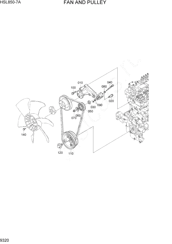 Схема запчастей Hyundai HSL850-7A - PAGE 9320 FAN AND PULLEY ДВИГАТЕЛЬ БАЗА