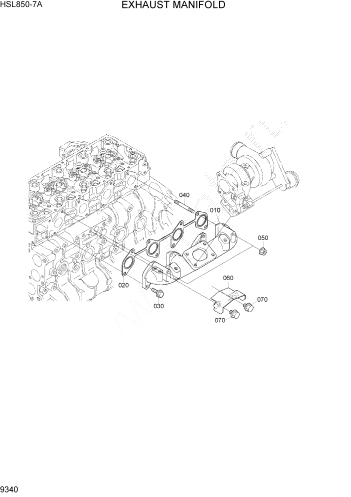 Схема запчастей Hyundai HSL850-7A - PAGE 9340 EXHAUST MANIFOLD ДВИГАТЕЛЬ БАЗА