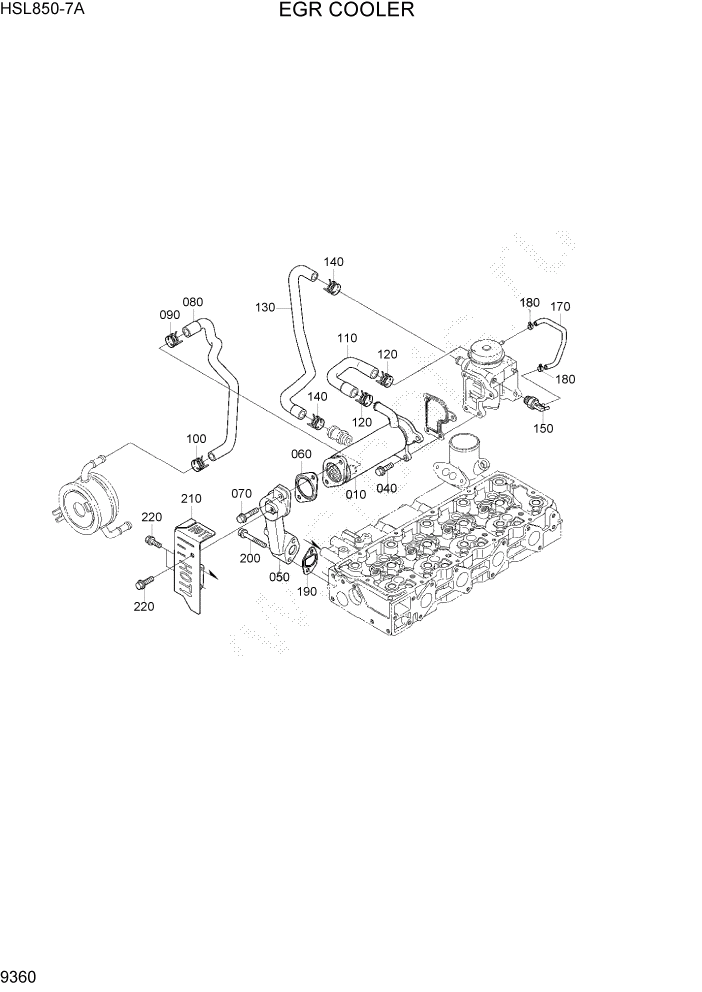 Схема запчастей Hyundai HSL850-7A - PAGE 9360 EGR COOLER ДВИГАТЕЛЬ БАЗА