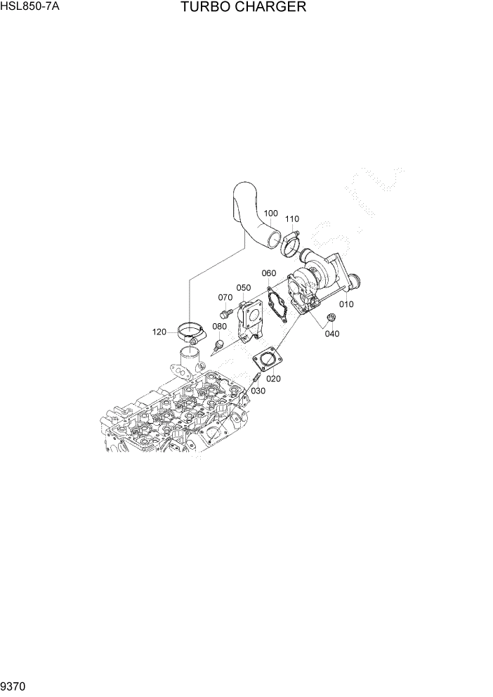 Схема запчастей Hyundai HSL850-7A - PAGE 9370 TURBOCHARGER ДВИГАТЕЛЬ БАЗА